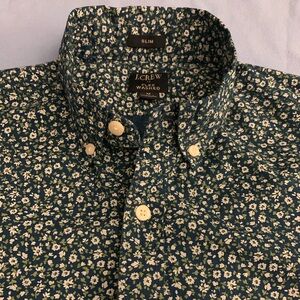 J CREW LS Slim Fit Flex Washed Blended Cotton Floral Shirt